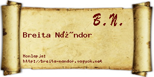 Breita Nándor névjegykártya